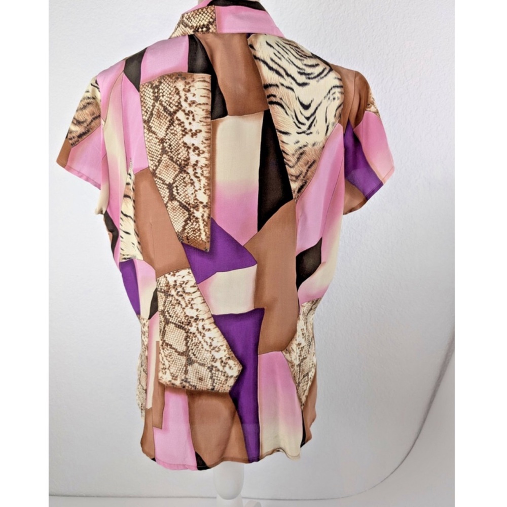 Women's Multicolor Patchwork Button-Up Top - image 2